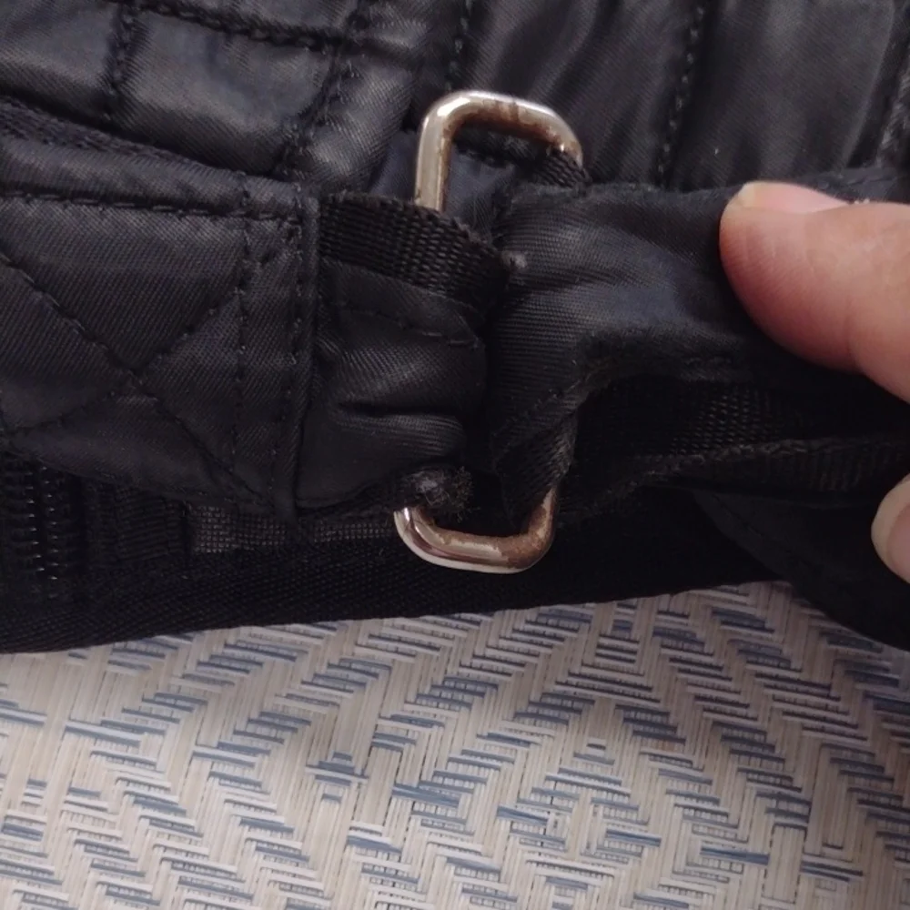Lug Quilted Black Messenger Bag Crossbody